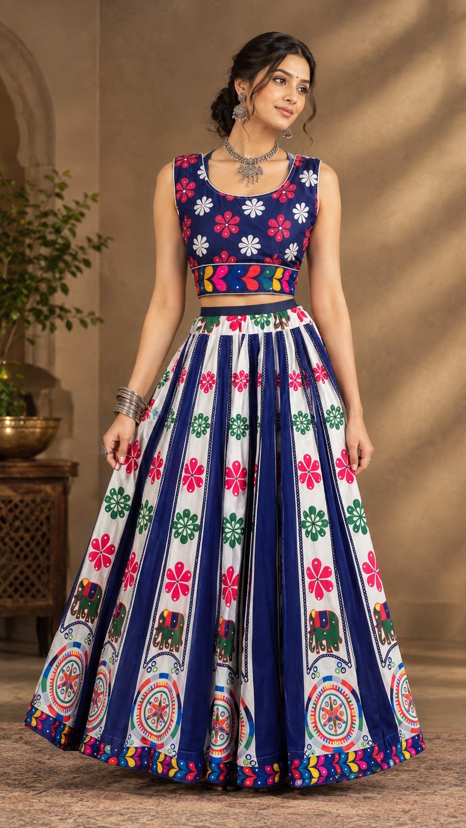 Blue Floral Festive Chaniya Choli