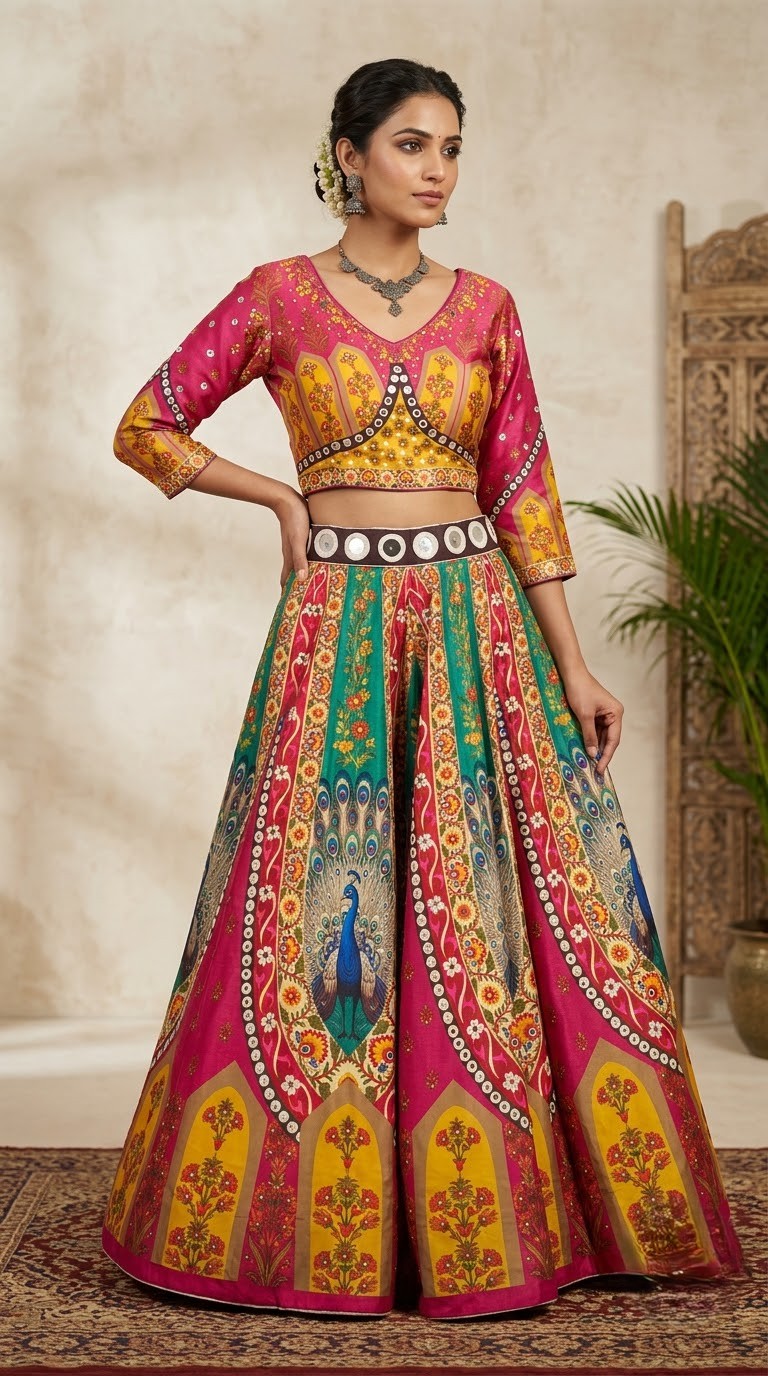 Blue floral festive chaniya choli